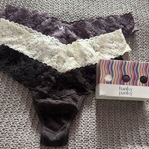 Low RiseHanky Panky Lace Bottoms - Dark Gray, Cream, Purple